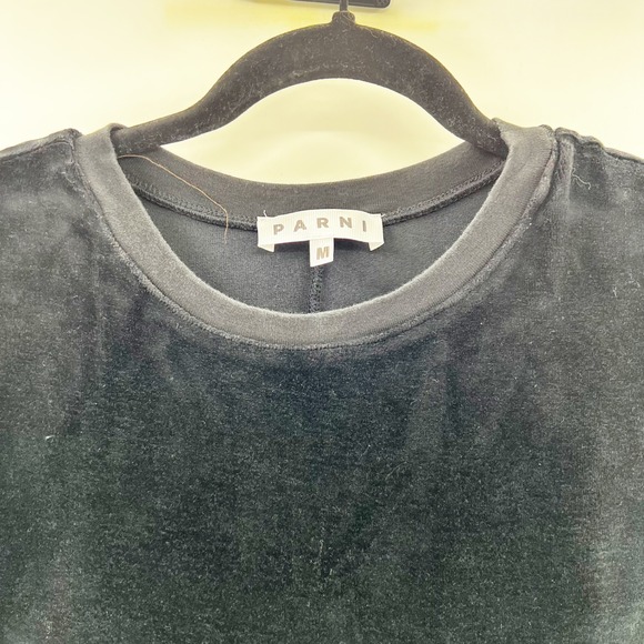 PARNI Black Sleeveless Velour A-Line Maxi Dress Size M - Picture 4 of 6